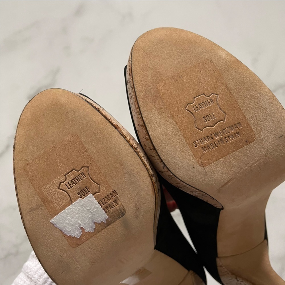 Stuart Weitzman Cork Platform Peep Toe Heel Pump … - image 6